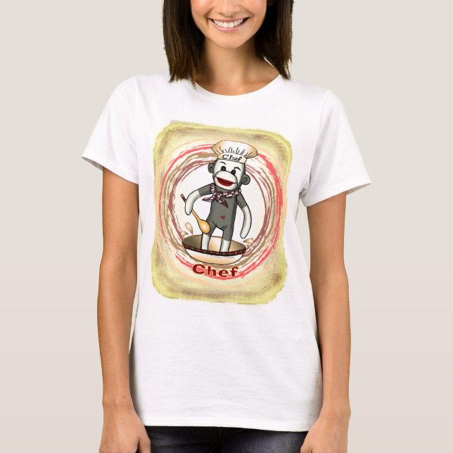  Camisa do Chef Sock Monkey (Frente)