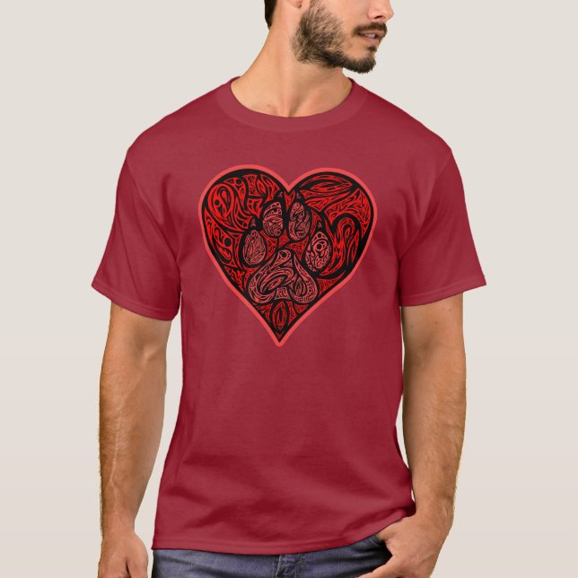 Camisa do coração de Pawprint (Frente)