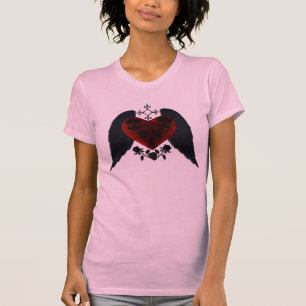 Camisa do coração Gótico na asa preta