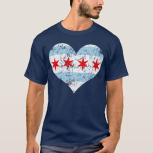 Camisa do coração t da bandeira de Chicago