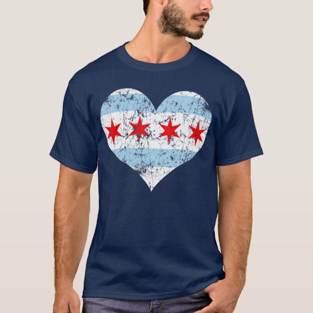 Camisa do coração t da bandeira de Chicago (Frente)