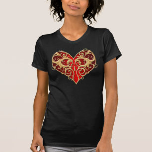 Camisa do Coração Vermelho Filigree