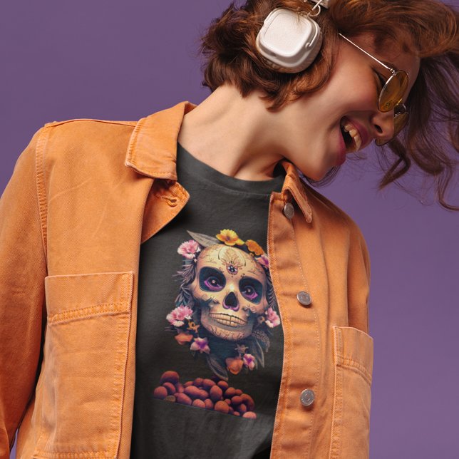 Camisa do crânio feminino. Ouro Enterre-Os A Camis (Criador carregado)