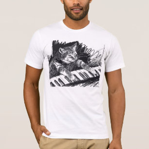 Camisa do desenho de lápis do gato do teclado!
