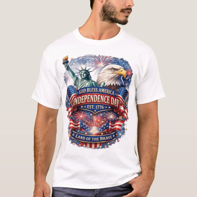 Camisa do Dia da Independência Deus Abençoe a Amér (Frente)