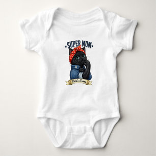 Camisa do Dia das Mães Super Mamãe Gata Preta