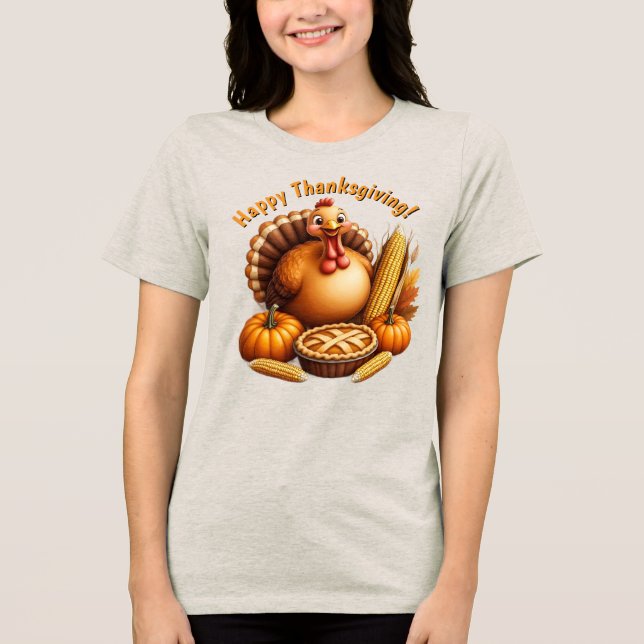 Camisa do Dia de Ação de Graças Feliz para Mulhere (Frente)
