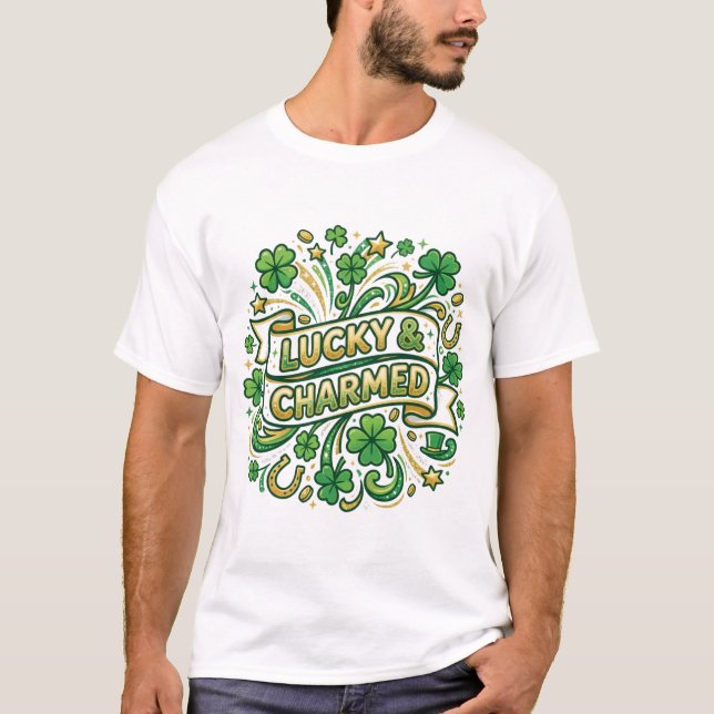 Camisa do Dia de São Patrício Sortuda & Encantada (Frente)