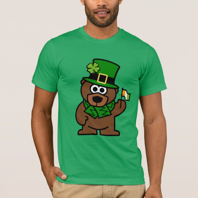 Camisa do Dia de São Patrício | Urso marrom com ba (Frente)