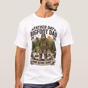 Camisa do Dia do Pai Bigfoot Papai Floresta Retro