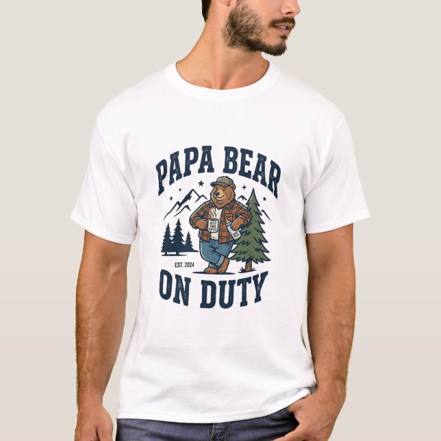 Camisa do Dia dos Pais Papai Urso em Serviço Anima (Frente)