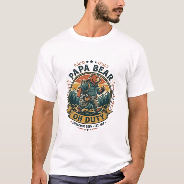 Camisa do Dia dos Pais Papai Urso em Serviço Anima (Frente)