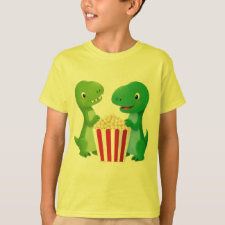 Camisa do Dino e pipoca para crianças