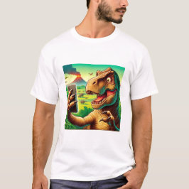 Camisa do Dinossauro Selfie - Composição Engraçada