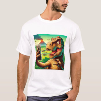 Camisa do Dinossauro Selfie - Composição Engraçada