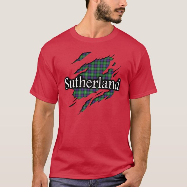 Camisa do espírito do Tartan de Sutherland do clã (Frente)