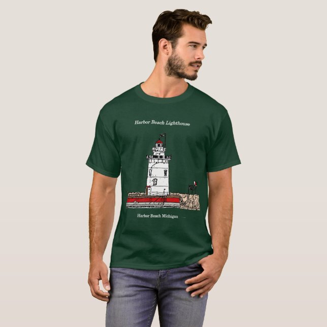 Camisa do farol da praia de Harbor escuro (Frente Completa)