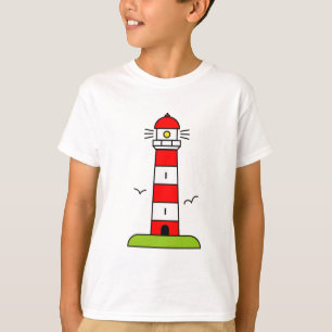 Camisa do farol t para o tema náutico da praia do