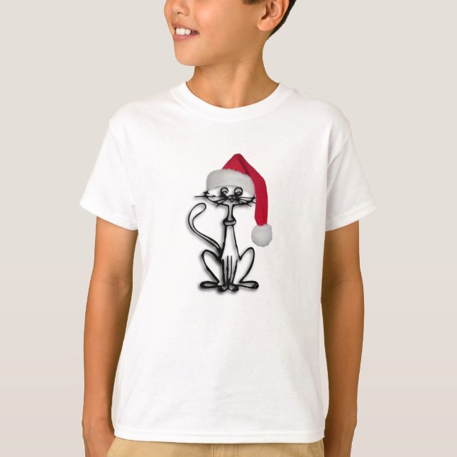 Camisa do gatinho T do papai noel (Frente)