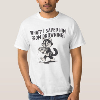 Camisa do Gato Engraçado que o Salvou de Se Afogar