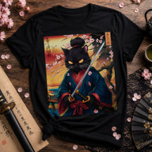 Camisa do Gato Samurai | Camiseta do Guerreiro Jap