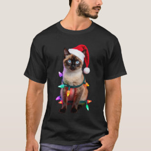 Camisa do Gato Siames do Natal Luzes de Natal Pres