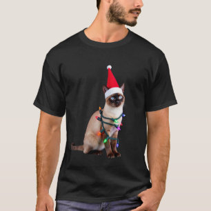 Camisa do Gato Siames do Natal Luzes de Natal Pres