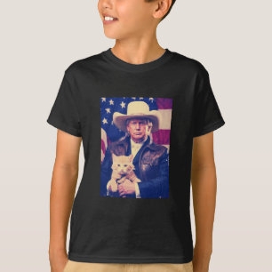 Camisa do Gato Trump Engraçado Cowboy Donald Trump