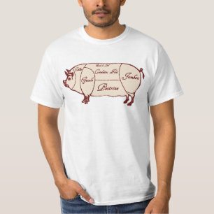 Camisa do Gráfico de Cortes de Carne de Porco