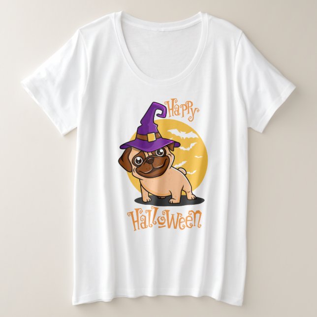 Camisa do Halloween Puggy Plus-Size (Frente do Design)