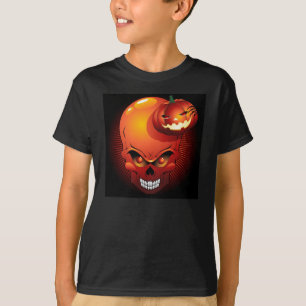 Camisa do Halloween Skull e Pumpkin