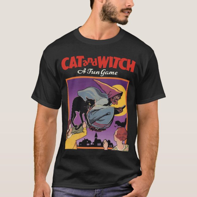 Camisa do jogo do gato e da bruxa do Dia das (Frente)
