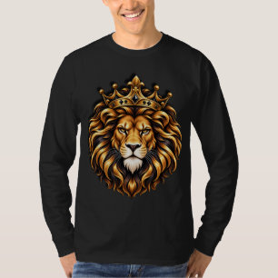 Camisa do Leão Rei Majestoso Coroa Dourada Preta