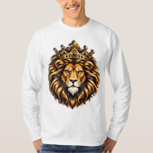 Camisa do Leão Rei Majestoso Coroa Dourado Preto