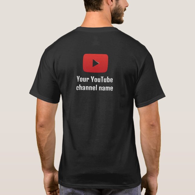 Camisa do logotipo do canal do YouTube preto perso (Verso)