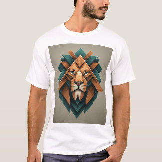 Camisa do Logotipo Lion Geométrico Dinâmico