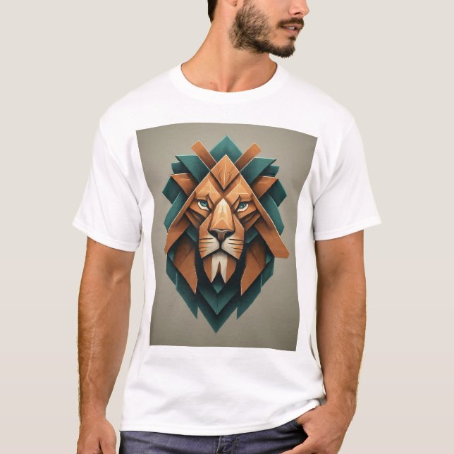 Camisa do Logotipo Lion Geométrico Dinâmico (Frente)