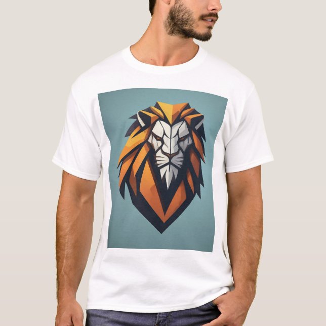 Camisa do Logotipo Lion Geométrico Dinâmico (Frente)