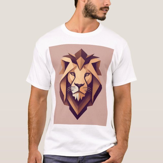 Camisa do Logotipo Lion Geométrico Dinâmico" (Frente)