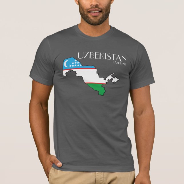 Camisa do mapa da bandeira de Uzbekistan (Frente)