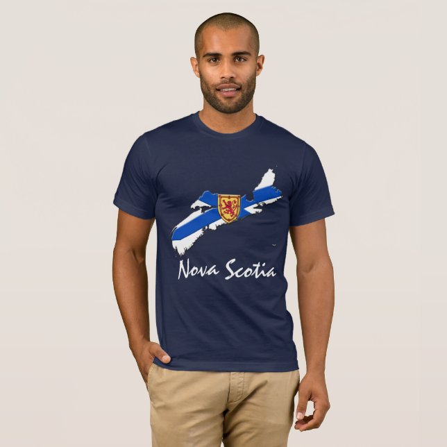 Camisa do mapa da Nova Escócia azul (Frente Completa)