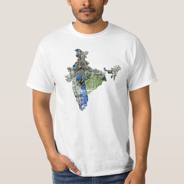Camisa do mapa do pavão de India (Frente)