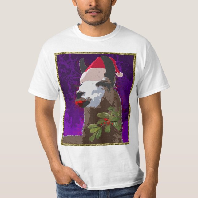 Camisa do Natal do lama do drama - roxo (Frente)
