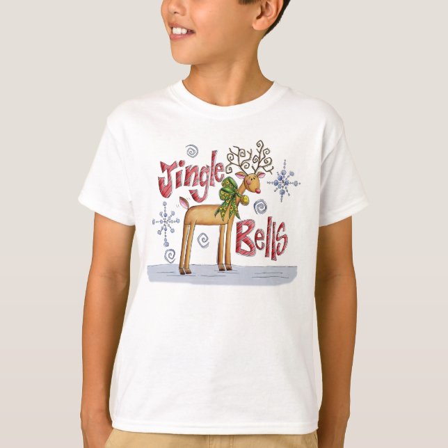 Camisa do Natal T de Bels de tinir para crianças (Frente)