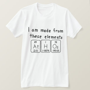 Camisa do nome da mesa periódica Athos