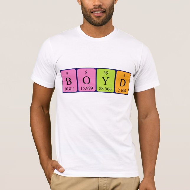 Camisa do nome da mesa periódica Boyd (Frente)