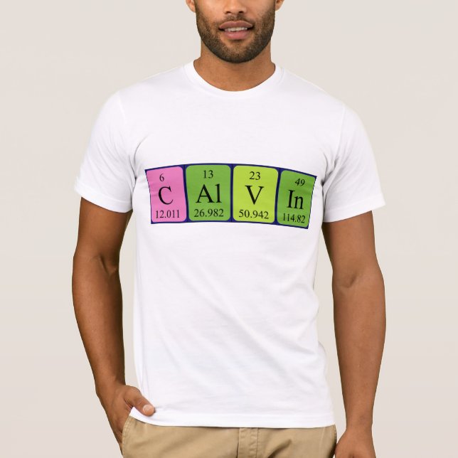 Camisa do nome da mesa periódica Calvin (Frente)