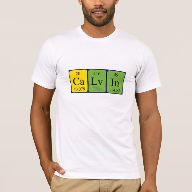 Camisa do nome da mesa periódica Calvin (Frente)