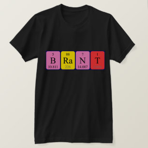 Camisa do nome da mesa periódica da Brant