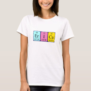 Camisa do nome da mesa periódica da Erica